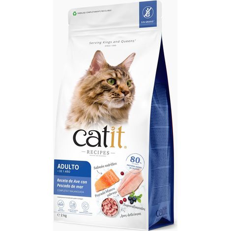 Pienso para gatos con estómago sensible Catit Recipes - Receta de Aves con Pescado de Mar para ADULTO