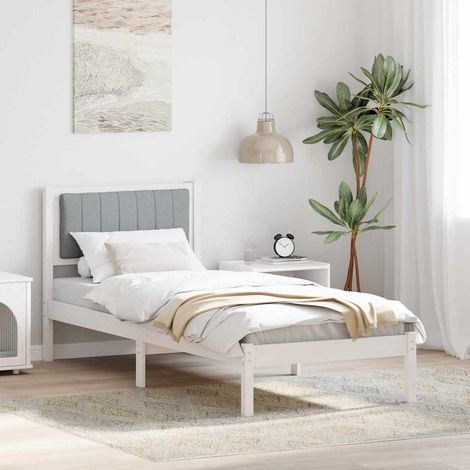 Estructura de Cama con Cabecera Tapizada Gris Claro 80 x 200 cm