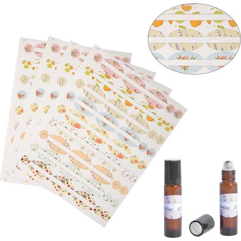 Beyamis feuilles d'autocollants ovales et ronds pour flacons d'huiles essentielles vides, étiquettes pour flacons de parfum (1/5)