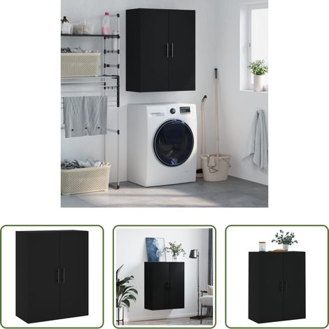 Holzschrank - Wandschrank Schwarz 69,5x34x90 cm (1/5)