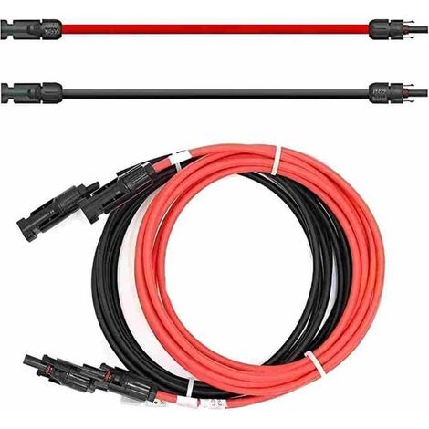Cavo di prolunga solare da 4 mm² con connettore solare，confezione da 2，3 metri，Fili rosso/nero ad entrambe le estremità (1/5)