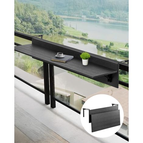 Table Suspendue Balcon, 800 x 450 x 240 mm, Table de Bar Pliante pour Balustrades de Balcon d'Extérieur, avec Plateau 800 x 300 mm, Installation Facile, pour Garde-Corps de Patio et Terrasse (1/5)