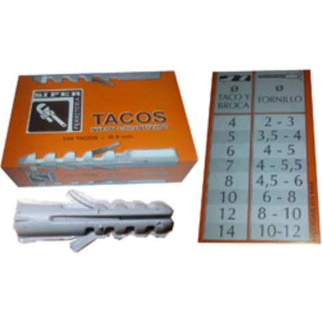 SIFER TACO NYLON GRIS 8x40 BOITE 100 UNITÉS