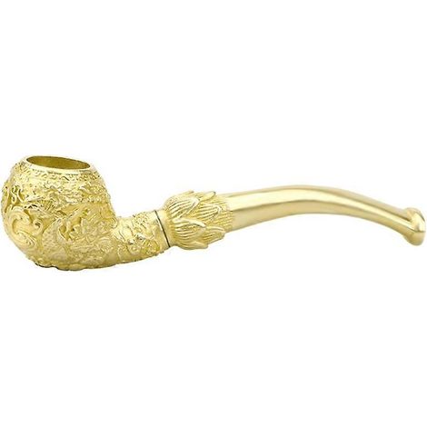 P9YE Pipe à tabac rétro en laiton avec sculpture de carpe koï, canne à pêche, jeux anciens vintage