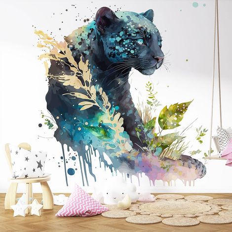 Papier peint panoramique Enfants - Panthère noire - 130 cm x 84 cm (1/4)