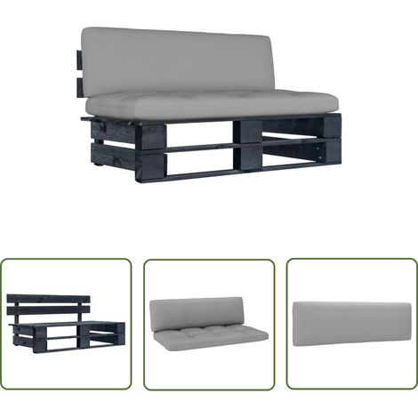 vidaXL Garten-Paletten-Mittelsofa Schwarz Imprägniertes Kiefernholz (1/5)