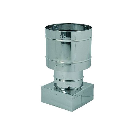 Aile de chemine'e avec capuchon coupe-vent avec base carre'e en acier inoxydable Acciaio Inox 22x22 cm