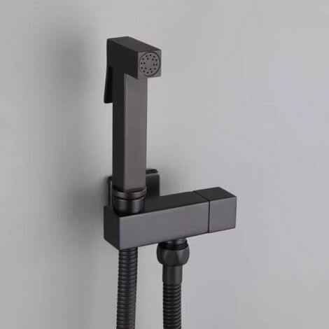 Pulvérisateur de Bidet, Noir Kit Douchette WC en Laiton Pulvérisateur de Bidet à Main Mural Pulvérisateur de Toilette pour Bidet pour l'hygiène Personnelle, le Nettoyage des Toilettes (1/5)