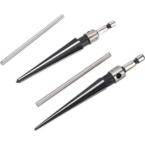 Alésoir conique à 6 trous à cannelures, tige hexagonale, poignée en T pour bois et plastique, 5 à 16 mm, 3 à 13 mm