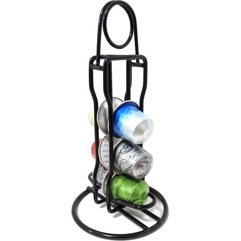 Porte-capsules de café rotatif pour Nespresso (40 capsules), support de rangement en fer noir pour 6 pièces.