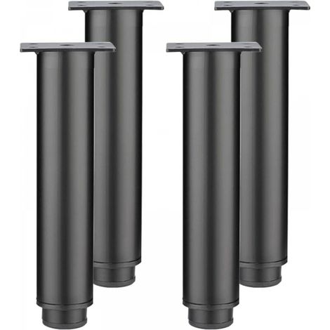 Lot de 4 pieds de meuble réglables en acier laminé à froid, pieds de table de remplacement pour armoire, canapé, pieds en métal (noir, 8 cm) (1/5)