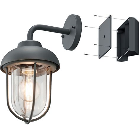 Industrial Außenwandleuchte Anthrazit Höhe 33cm inkl. Universal-Eckbefestigung