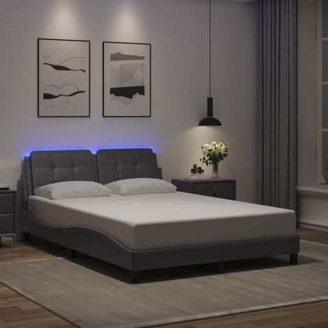 vidaXL Giroletto con LED senza Materasso Zadar Grigio 140x190 cm