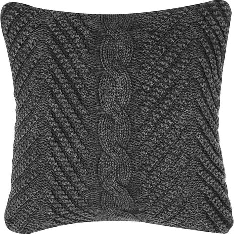 Decorative Cushion Grey Knitted 45 x 45 cm Crochet Boho Retro Decor Accessories KONNI