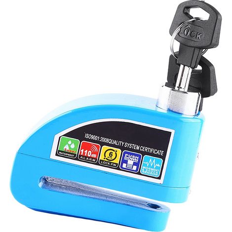 Bremsscheibenschloss mit Diebstahlalarm für Motorrad, Roller, Fahrrad – Blue Sicherheitssystem (1/5)