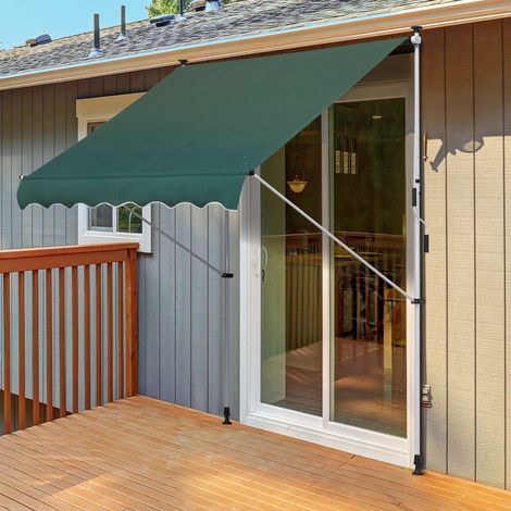 Auvent rétractable manuel 200x150x170-280cm balcon terrasse hauteur réglable manivelle, verte