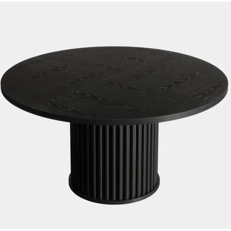 Table à manger ronde noire en bois avec pied en métal 120 cm pour 6 personnes (1/5)