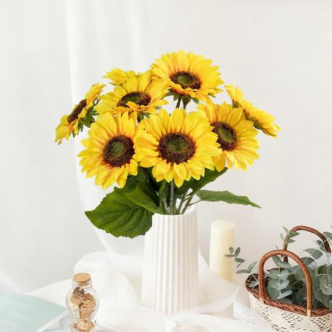 8 Pièces Tournesol Artificiel,47cm Tournesols Fleurs Soie Tournesols Décoratifs Faux avec Tige Unique Soie Faux Tournesol Décor Fausses Fleurs pour Maison Mariage Party Décoration Extérieur (1/5)