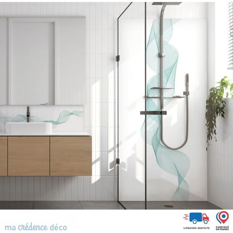 Panneau de douche : Vague dorée 4 - Couleur Vert pastel - Alu composite - 90 - 245 (1/3)