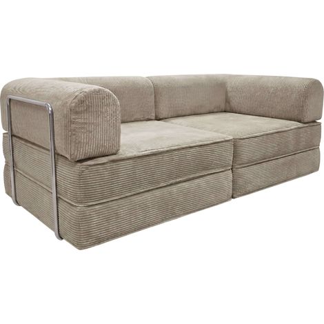 Sofá Cama Futón Plegable Nest 2 Plazas Salón Pana Beige 182 cm (1/5)