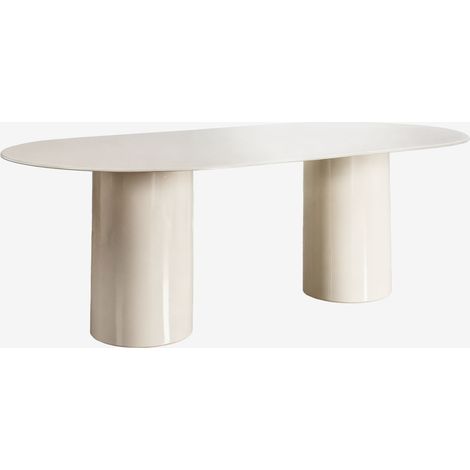 SKLUM Ovaler Esstisch 220x110 cm aus gehärtetem Glas und MDF Asgri Beige Tapioca                                  