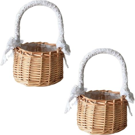 Corbeilles En Osier Avec Anse, Panier Avec Anse, Panier Osier, Petit Panier Osier, Panier En Osier Avec Anse, Décoration, Fruits (Diamètre: 11 CM) (1/5)