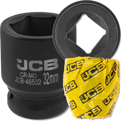 Chiave a bussola a impatto JCB da 3/4" 32 mm a 6 punte in acciaio Cr-Mo
