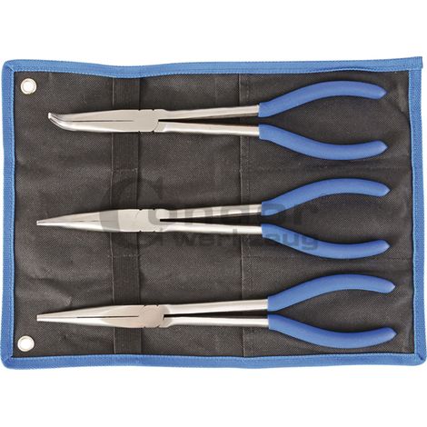 SET 3 PINZE A BECCHI LUNGHI BECCO CURVO 45° 90° DRITTA VALVOLE MECCANICI CONDOR