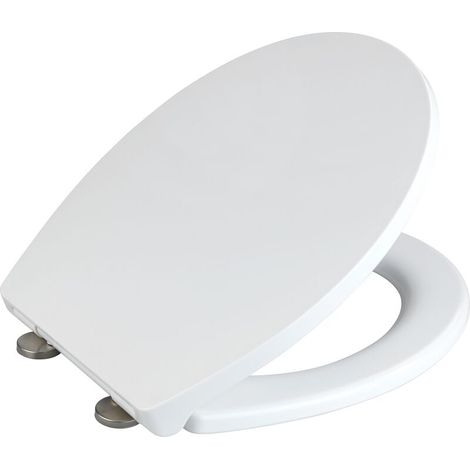 Abattant WC avec frein de chute 'Easy Close' Ostuni, abattant WC clipsable Fix Clip avec fixation inox, capacité de charge jusqu'à 300kg, thermoplastique, 37 x 44,5 cm, blanc (1/5)