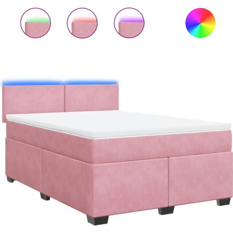 Maison Exclusive - Sommier à lattes de lit avec matelas Rose 160x200 cm Velours (1/5)