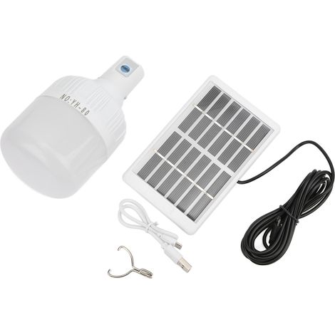 Ampoule solaire LED rechargeable portable 2000 mAh 6 V pour camping, tente et usage domestique (1/5)