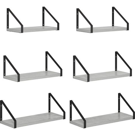 Estanterías de pared 6 uds. Gris Hormigón 40 x 16 x 15,5 cm vidaXL (1/3)