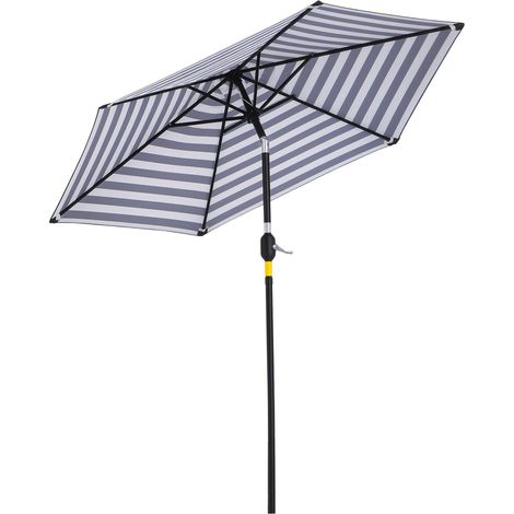 Sombrilla de jarden Ø230x216 cm avec angle d'ouverture manuel réglable et étanche pour terrasse et piscene, bleu et blanc (1/5)