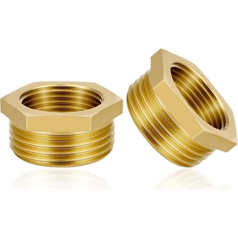 2 Pièces Réducteur en Laiton Adaptateur, 1/2 "Femelle à 3/4" Mâle Filetage en Laiton Douille Hexagonale Connecteur de Réduction, Réducteur Femelle Mâle, pour la Conversion de Tuyau (1/5)
