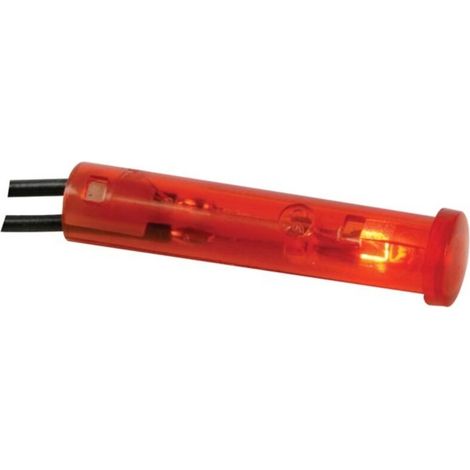 Voyant Rond - 7 mm - 24 V AC - Rouge - Montage Par Clip - Câble 15 cm - Néon - ABS - Unité (1/2)