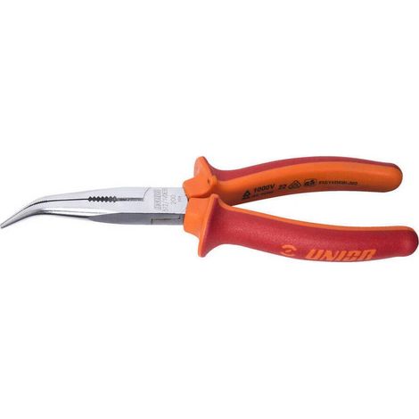 UNIOR 610438 - ALICATE CON PUNTAS SEMIRREDONDAS BOCA CURVA CON CORTE Y GRIP AISLADO VDE 170 MM SERIE 512/1VDEBI UN610438 (1/3)
