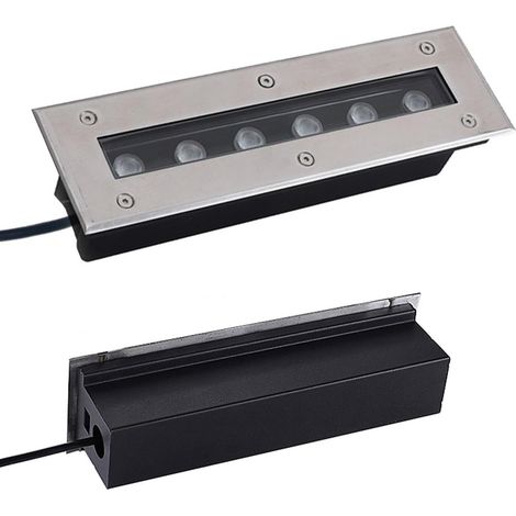 Lámpara de jardín empotrable, foco LED rectangular, iluminación lineal exterior subterránea de 24 V, resistente al agua IP67, iluminación para pasillos y escaleras (azul, 24 W (24 V))