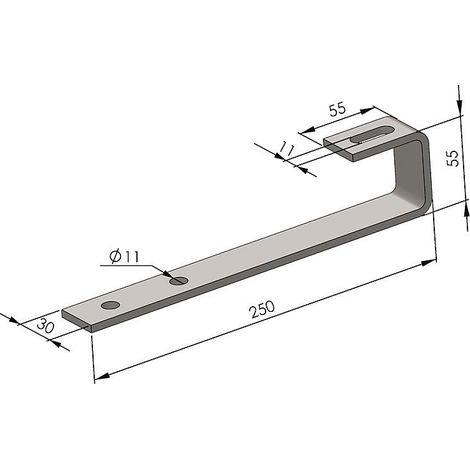 Crochet simple Lg 250 mm en Inox pour Toit en Tuile, Ardoise et Bitume