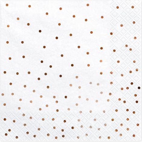 Serviettes de table PartyDeco à pois blancs 33x33cm, paquet de 20 pièces (1/3)