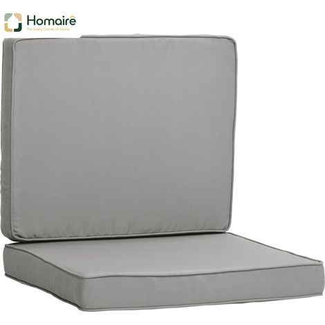 HOMAIRE 2ème set de coussins de siège 56x52cm, coussins de chaise avec fermeture éclair, housse en tissu, rembourrage 7cm, lavable, pour maison, jardin, auto, bureau, canapé, chaises, gris clair