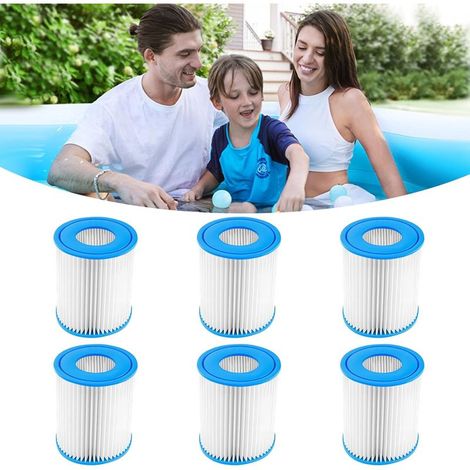 Filtre VI Cartouche pour Bestway Spa – 6 pièces, 7.7x10.5x5 cm, Cartouche Filtrante pour Spa Gonflable, Filtre à Eau pour Piscine et Jacuzzi, Haute Efficacité (1/4)