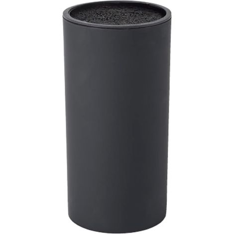 Bloque universal para cuchillos - Bloque de plástico PP de tacto suave - Forma cilíndrica - Almacenamiento óptimo en la cocina - Protección para la hoja - Negro