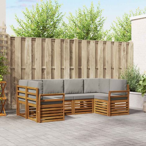 vidaXL Ecksofa Set mit Kissen 6 pcs Natürlich und Hellgrau (1/5)