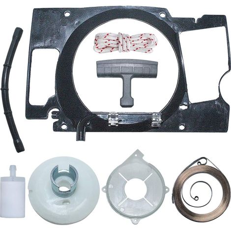Kit de poulie de démarreur à rappel avec ressort, corde et plaque pour tronçonneuses Husqvarna 61 268 272, remplacement 501520402, 501659201 (1/5)