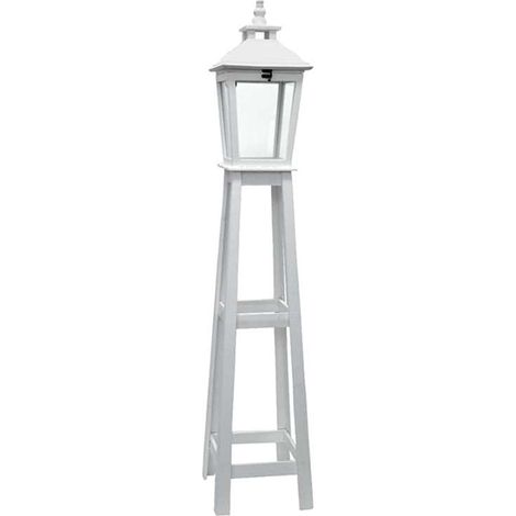 LANTERNA PORTA CANDELA 28 X 28 X 138CM IN COLORE BIANCO (1/4)