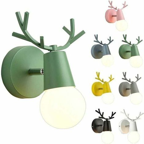 Applique Murale Intérieure En Fer En Forme De Bois De Cerf, Luminaire Applique Murale Pour Chambre D'Enfant En Couleur Macaron, Spot Applique Murale Intérieure Du Style Simple Et Moderne (Ver