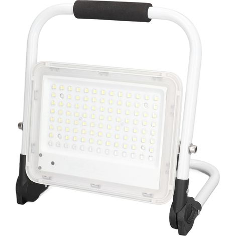 Projecteur LED Rechargeable 100W 9000L, Éclairage Portable Pliable avec 2 Niveaux de Luminosité + Feu de Signalisation Rouge et Bleu, Alimentation AC100-240V (Modèle GY-XL-A-100W) [Batterie Intégrée]  (1/5)