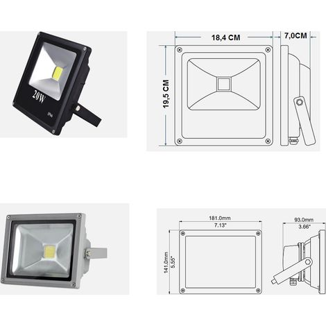 Faro 20 Watt Faretto led 1600 Lm Da Esterno IP65  Bianco Freddo