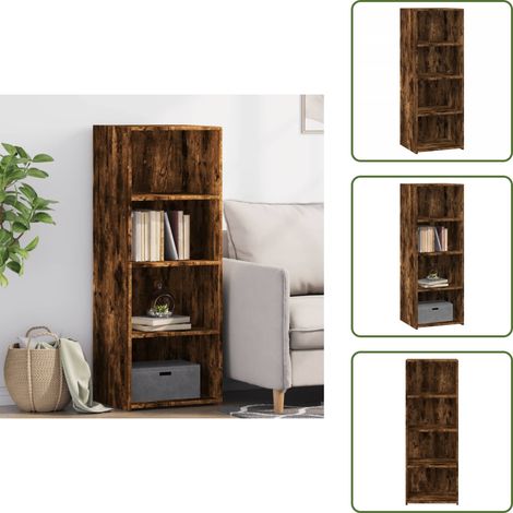 Buffet haut chêne fumé 45x41x124 cm bois d'ingénierie - Buffet Design Intemporel - Meuble Rangement - Commode Bois - Mobilier Salon - Meuble Chambre (1/5)