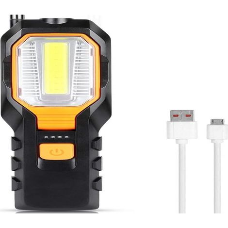 Lampe De Travail LED - COB Rechargeable 2800 mAh - 4 Modes D'éclairage - Avec Aimant Puissant Et Crochet - Portable Pour Atelier Garage (1/5)